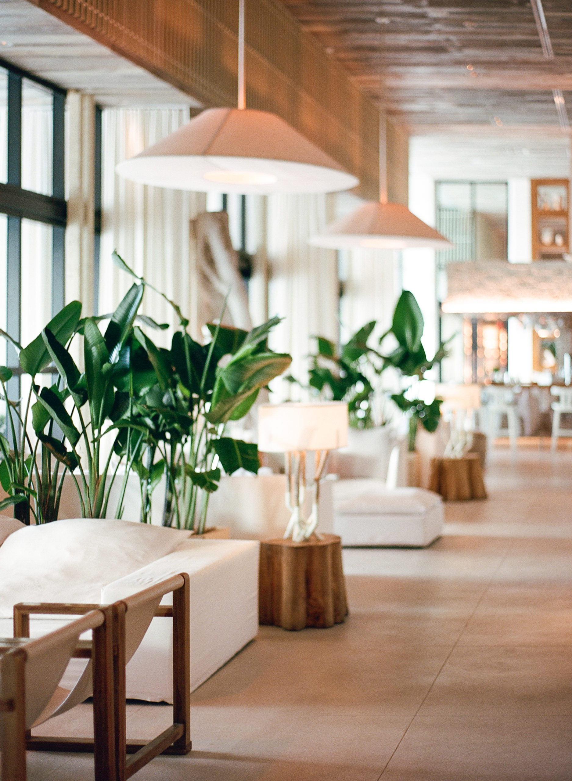 The 1 Hotel South Beach lobby features organic yet modern elements that perfectly complimented this wedding