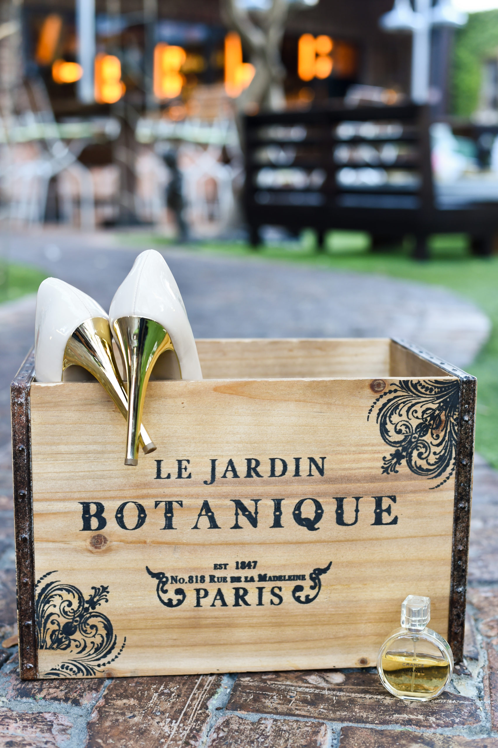 For a truly French feel for this Beauty and the Beast wedding, we used French crates and perfume
