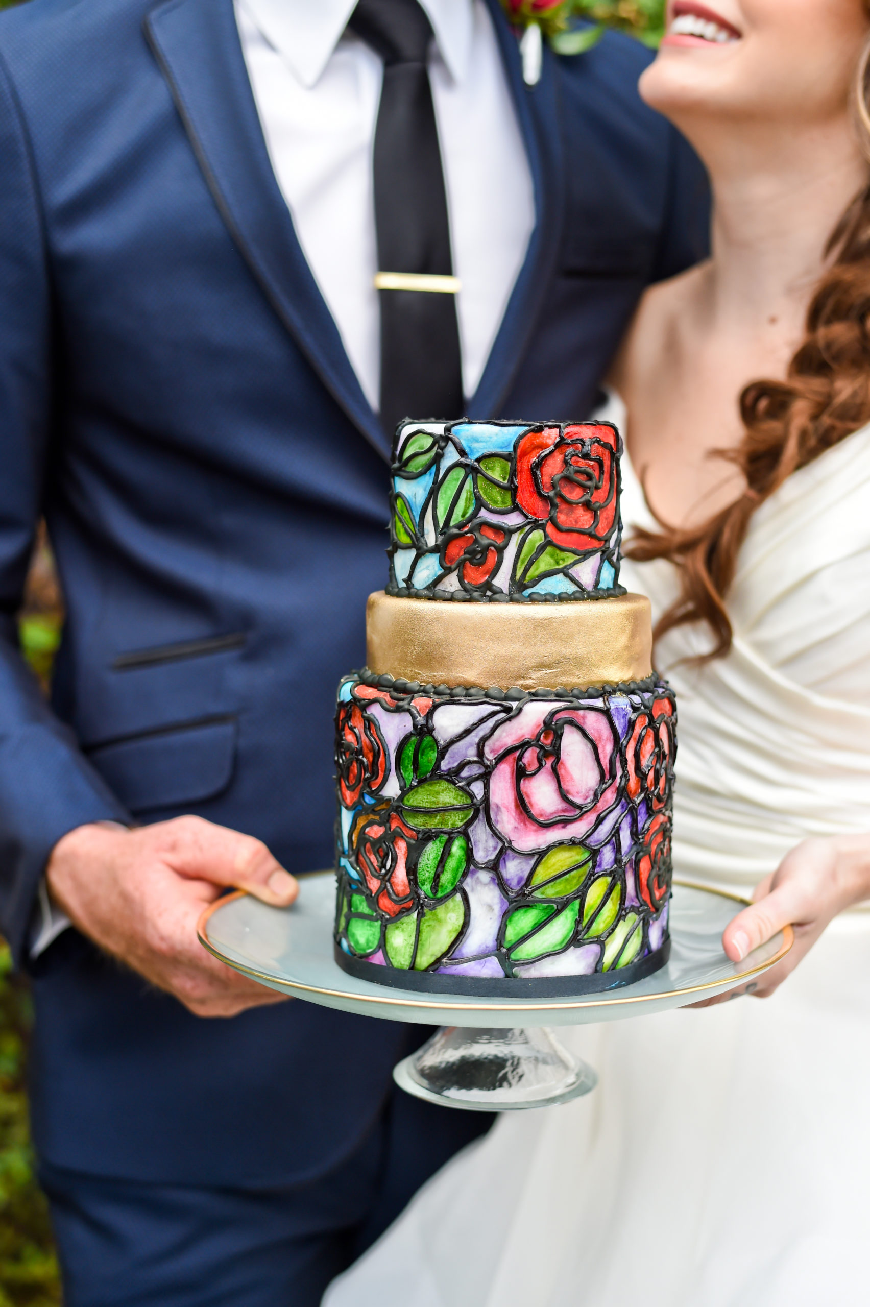 Need Disney wedding ideas for your cake? A stained glass wedding cake or stained glass cake are the perfect way to express color for this Beauty and the Beast wedding