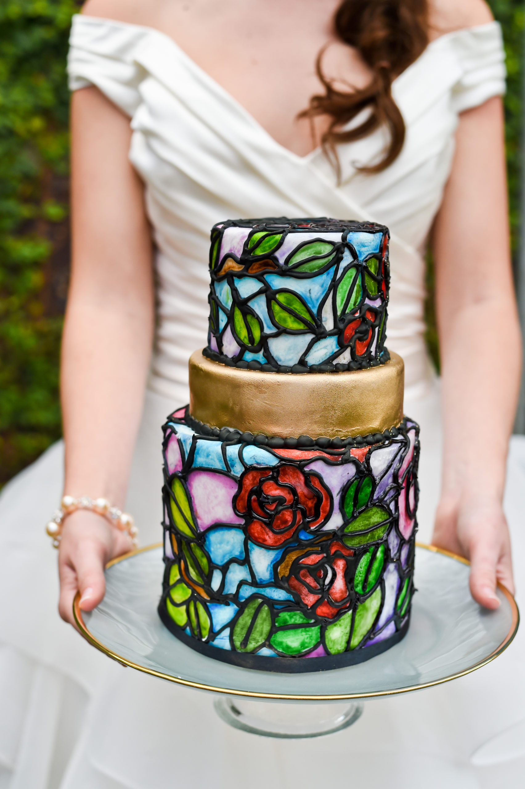 Need Disney wedding ideas for your cake? A stained glass wedding cake or stained glass cake is the perfect way to express your love for Disney in this Beauty and the Beast wedding