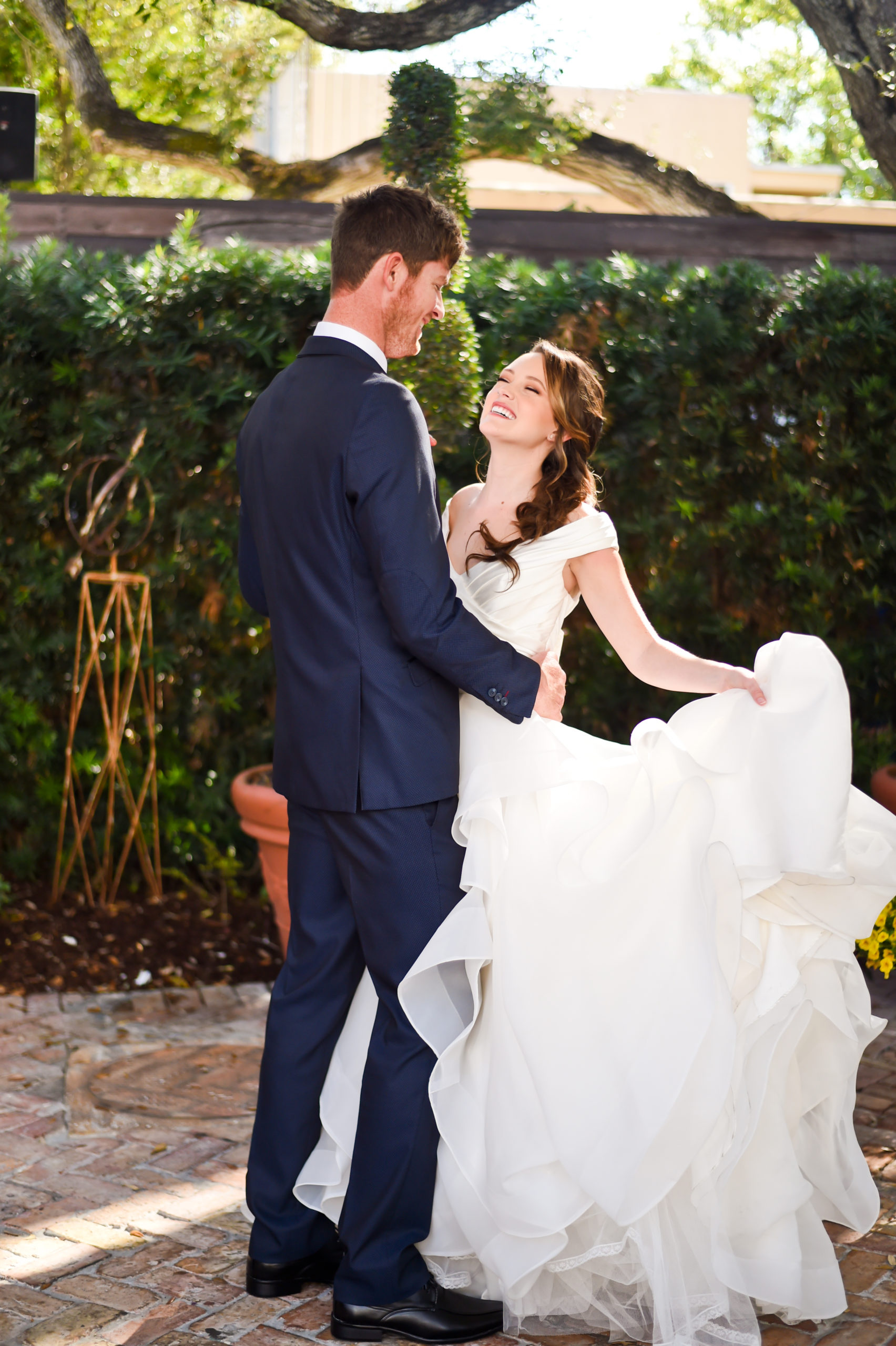 The Beauty and the Beast wedding would not be complete without a first dance in the courtyard at Louie Bossi