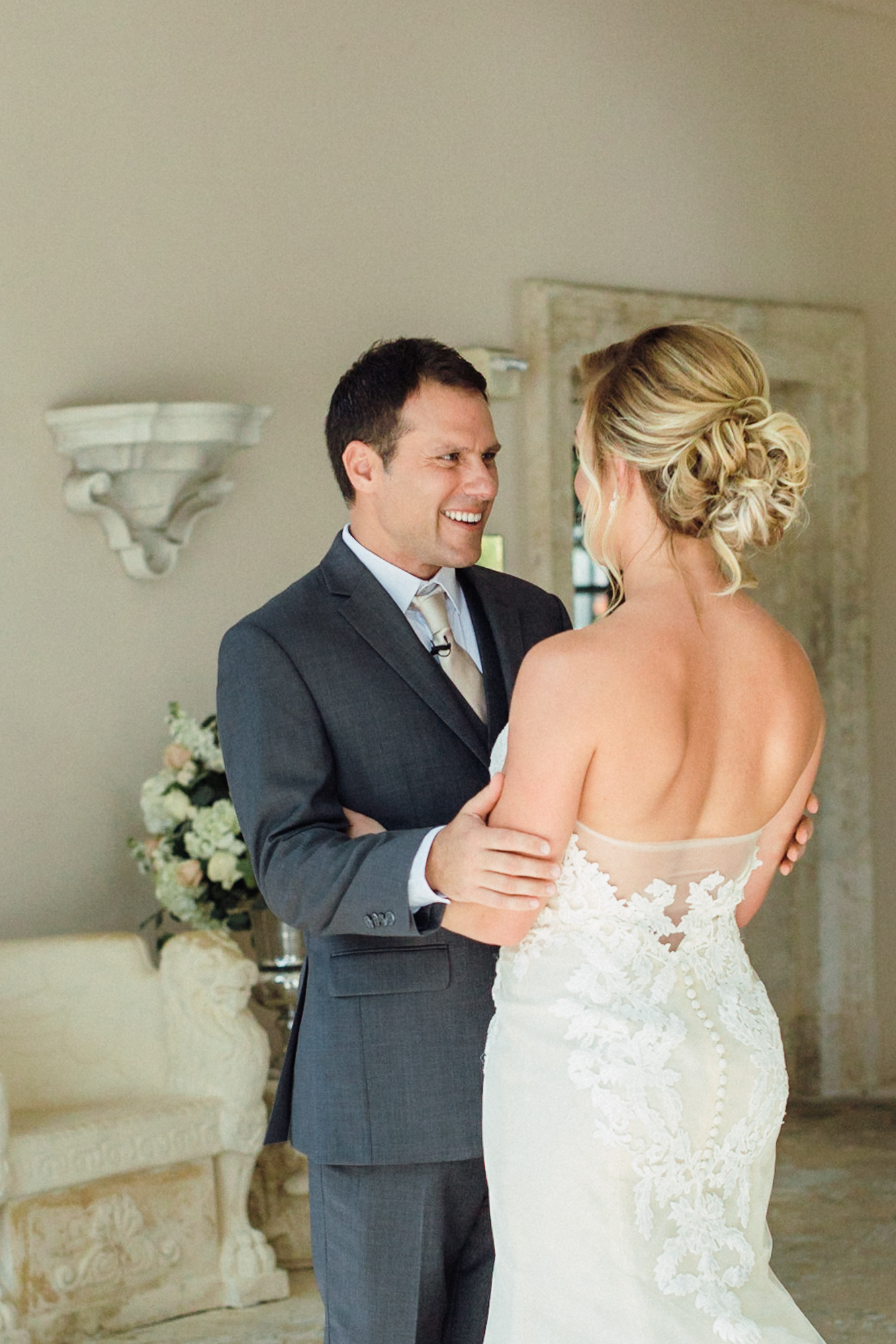 This groom's reaction to seeing his bride for the first time that day!