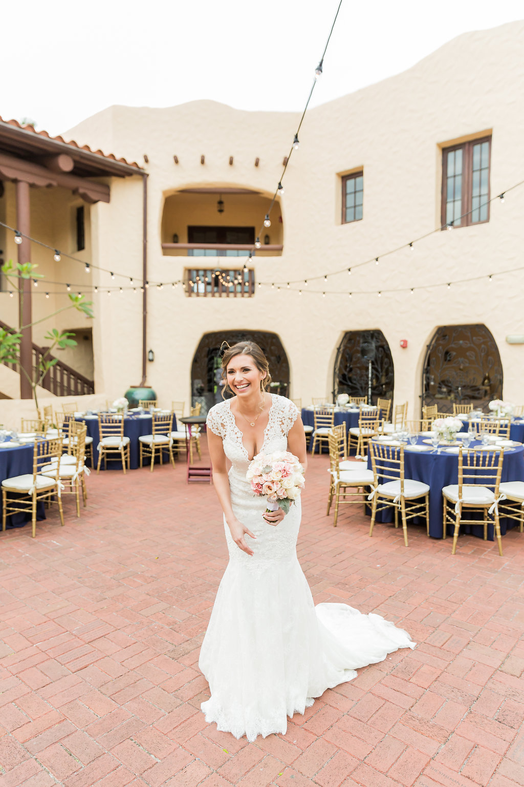 Oh My Occasions, the South Florida wedding planner designed this Curtiss Mansion wedding. The bride's reaction to her reception reveal shows her excitement and satisfaction