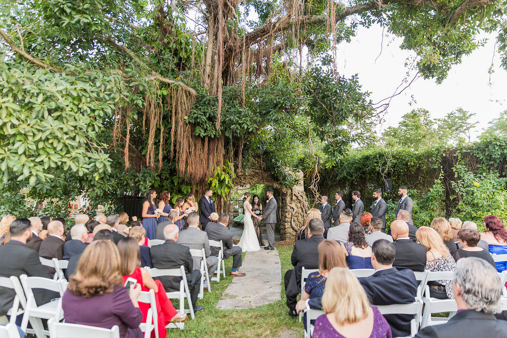 The wedding took place in the back yard of the Curtiss Mansion