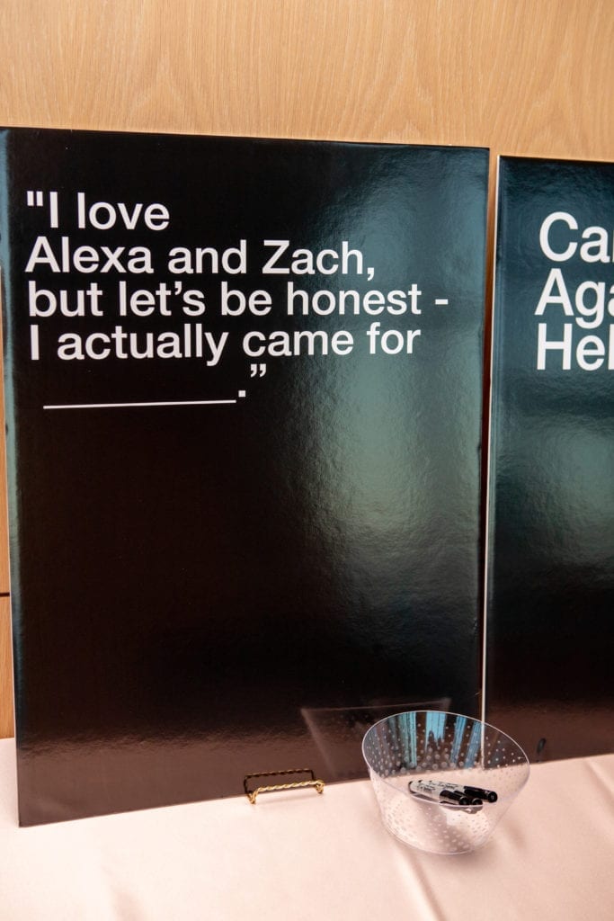 custom wedding cards against humanity cards are used as an alternative to the guest book