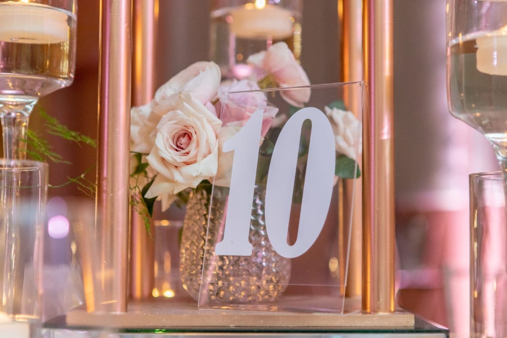 acrylic table numbers with white vinyl
