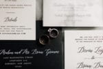 black wedding invitation and black ink