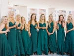tropical wedding at Miami Beach Edition wedding with emerald green bridesmaids dresses