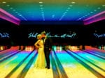 miami beach edition basement wedding on the bowling alley with rainbow lights