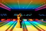miami beach edition basement wedding on the bowling alley with rainbow lights