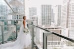 east miami wedding bride on balcony