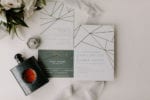 letterpress invitations with gray and gold