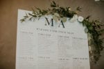 seating chart sign with greenery