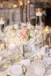 mirror box and gold hexagon table number centerpiece