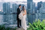 mandarin oriental miami wedding with long orchid bouquet