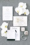 mandarin oriental miami wedding invitation with white orchids