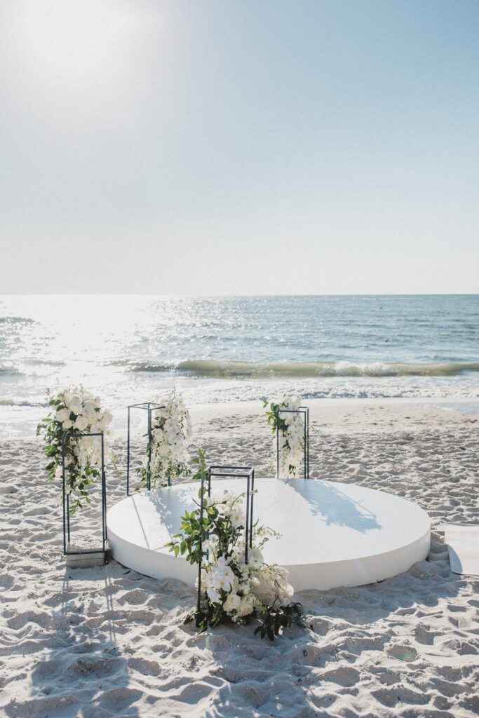 a ceremony stage on the beach at La Playa Golf and Beach Resort in Naples Florida